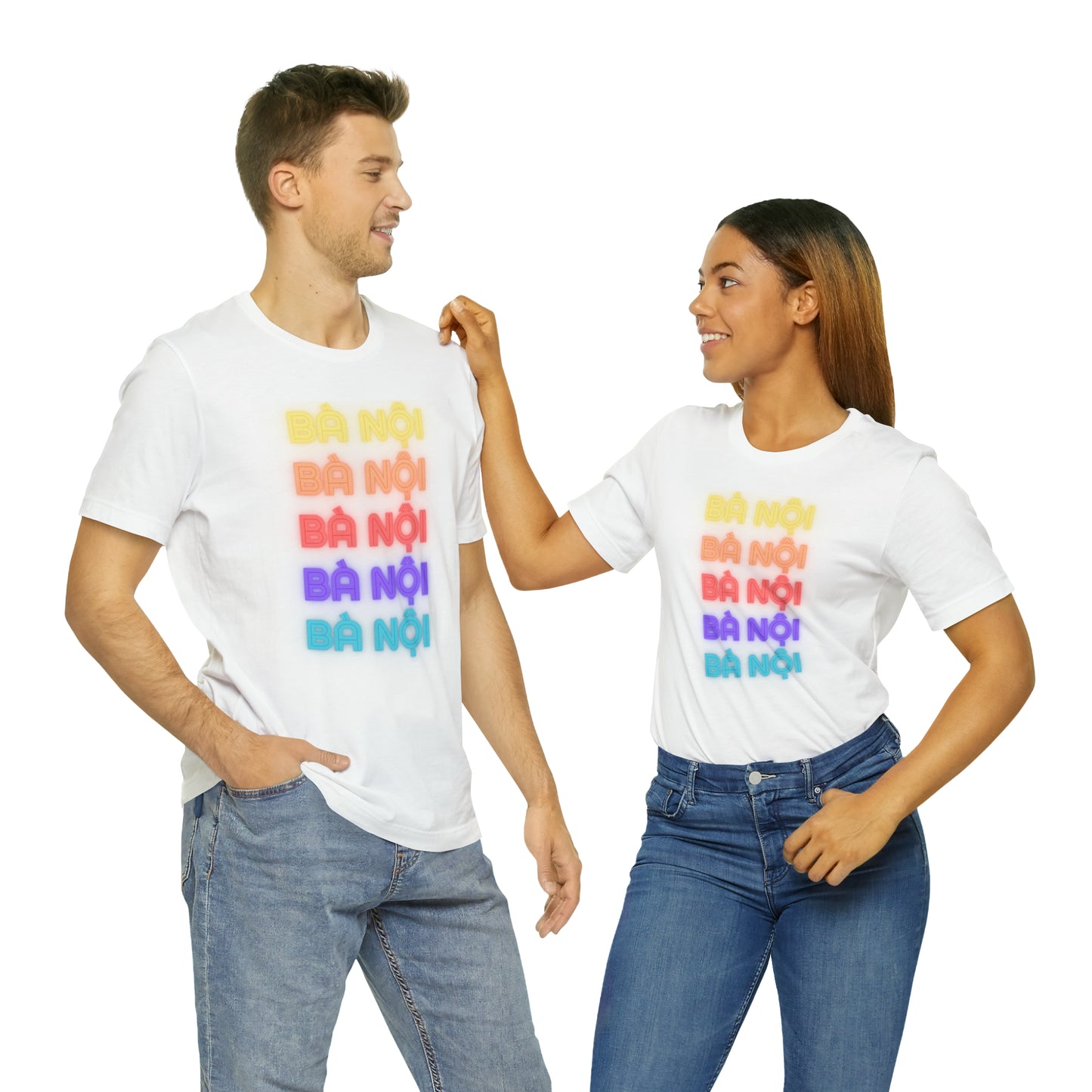 Ba Noi Short Sleeve T-Shirt with Rainbow Lettering